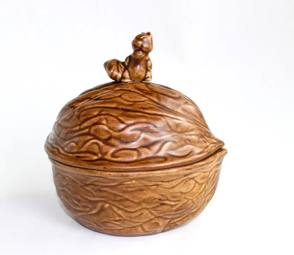 Covered Trinket Dish Catchall Cottagecore Boho Squirrel Artist Signed
